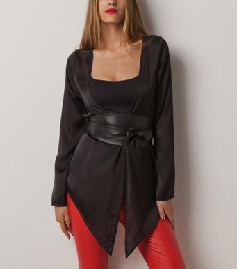 Foto Camisa negra tipo kimono TOP STUDIO mujer