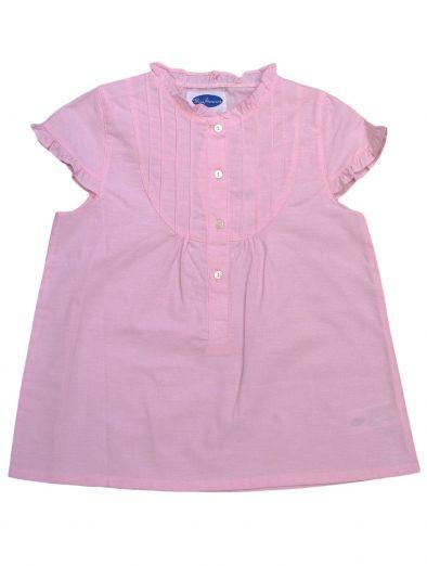 Foto Camisa niña oxford rosa manga corta