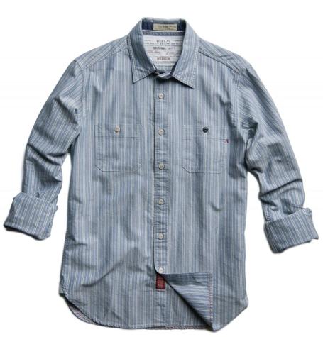 Foto Camisa oxford con rayas color azul, 100% algodón.