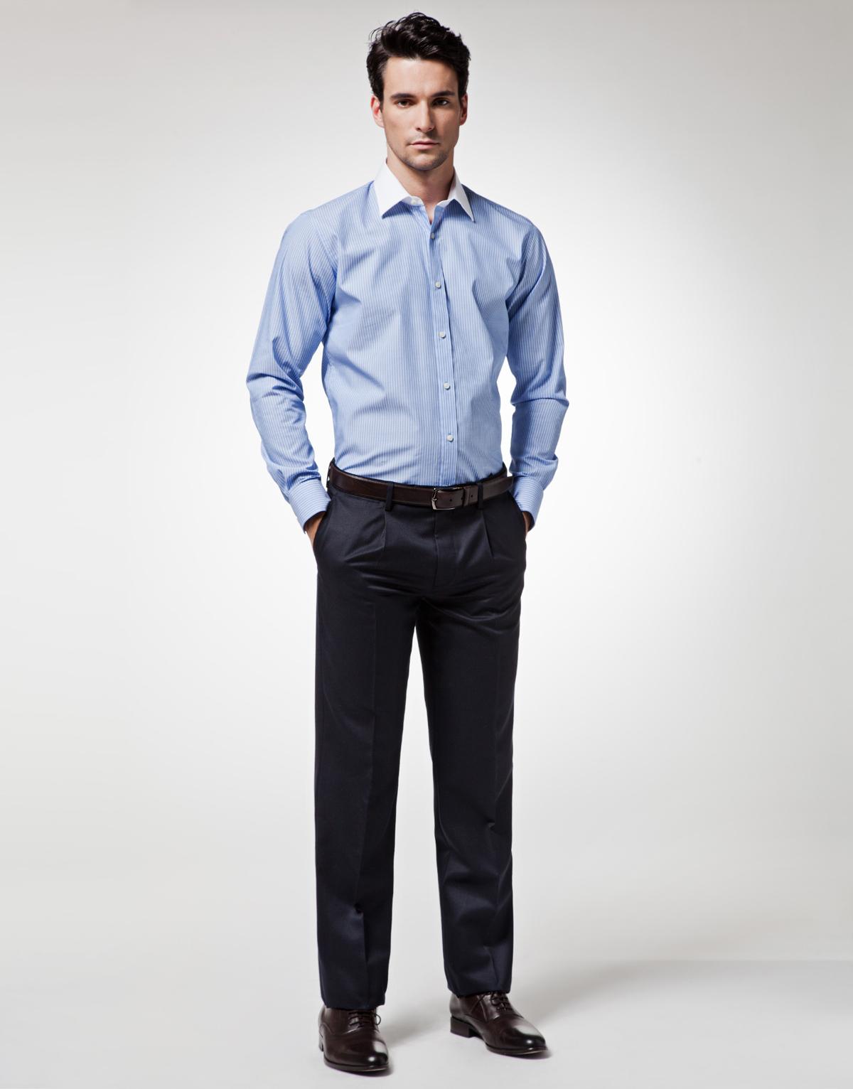 Foto CAMISA RAYA FONDO AZUL