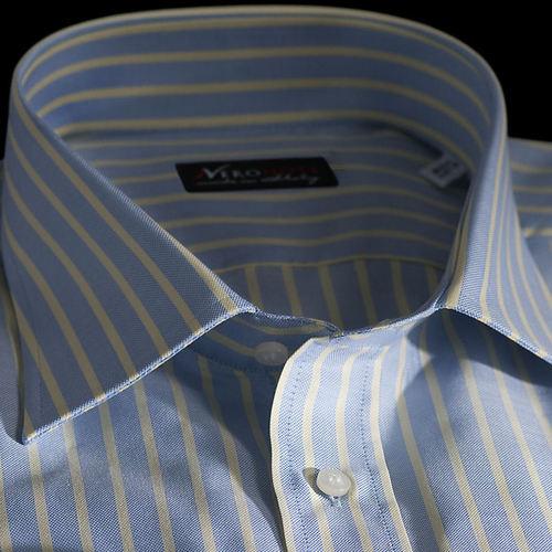 Foto Camisa rayas multi algodón oxford, cuello estilo italiano estándar, puño limado