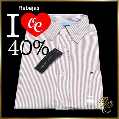 Foto Camisa Tommy Hilfiger Hombre M/l Oxford Roja Y Blanca Rayas Talla Xl
