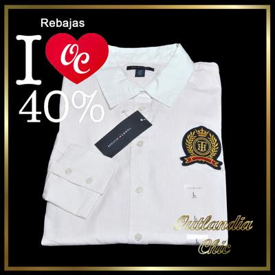 Foto Camisa Tommy Hilfiger Mujer M/l Vintage Rosa Y Blanca Rayas  Talla L