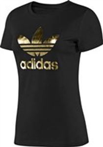 Foto Camiseta adidas adi tee trefoil · color negro/orometali · para mujer · ref: p01543 · talla 34