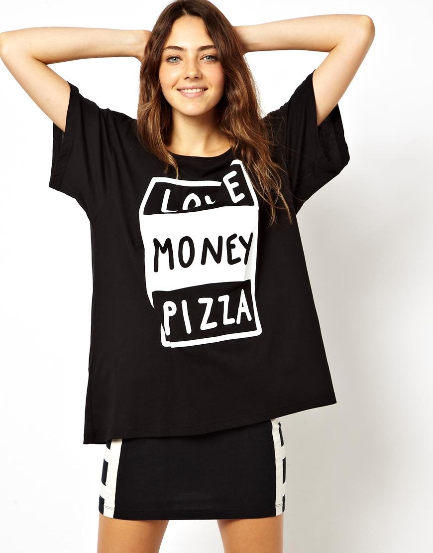 Foto Camiseta amplia Love Pizza Money de Lazy Oaf Negro