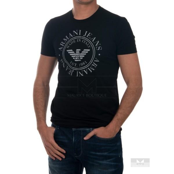Foto Camiseta ARMANI JEANS Negra logo Gris Perla T6H43 NQ 12