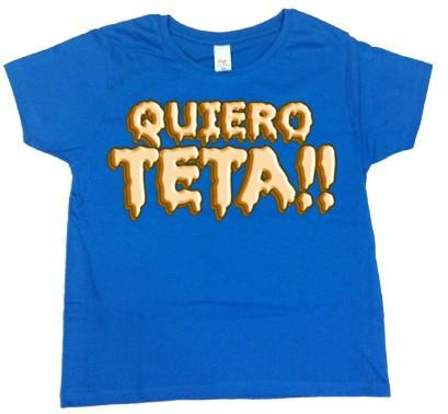 Foto Camiseta bebé niño/niña azul tejano quiero teta