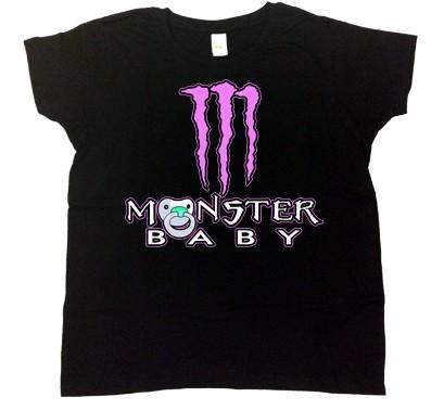 Foto Camiseta bebé niño/niña negra monster rosa