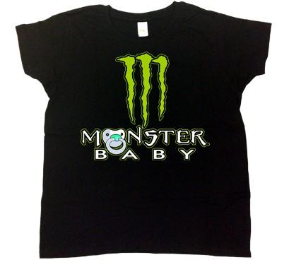 Foto Camiseta bebé niño/niña negra monster verde