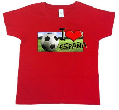 Foto Camiseta bebé niño/niña roja i love españa con fondo