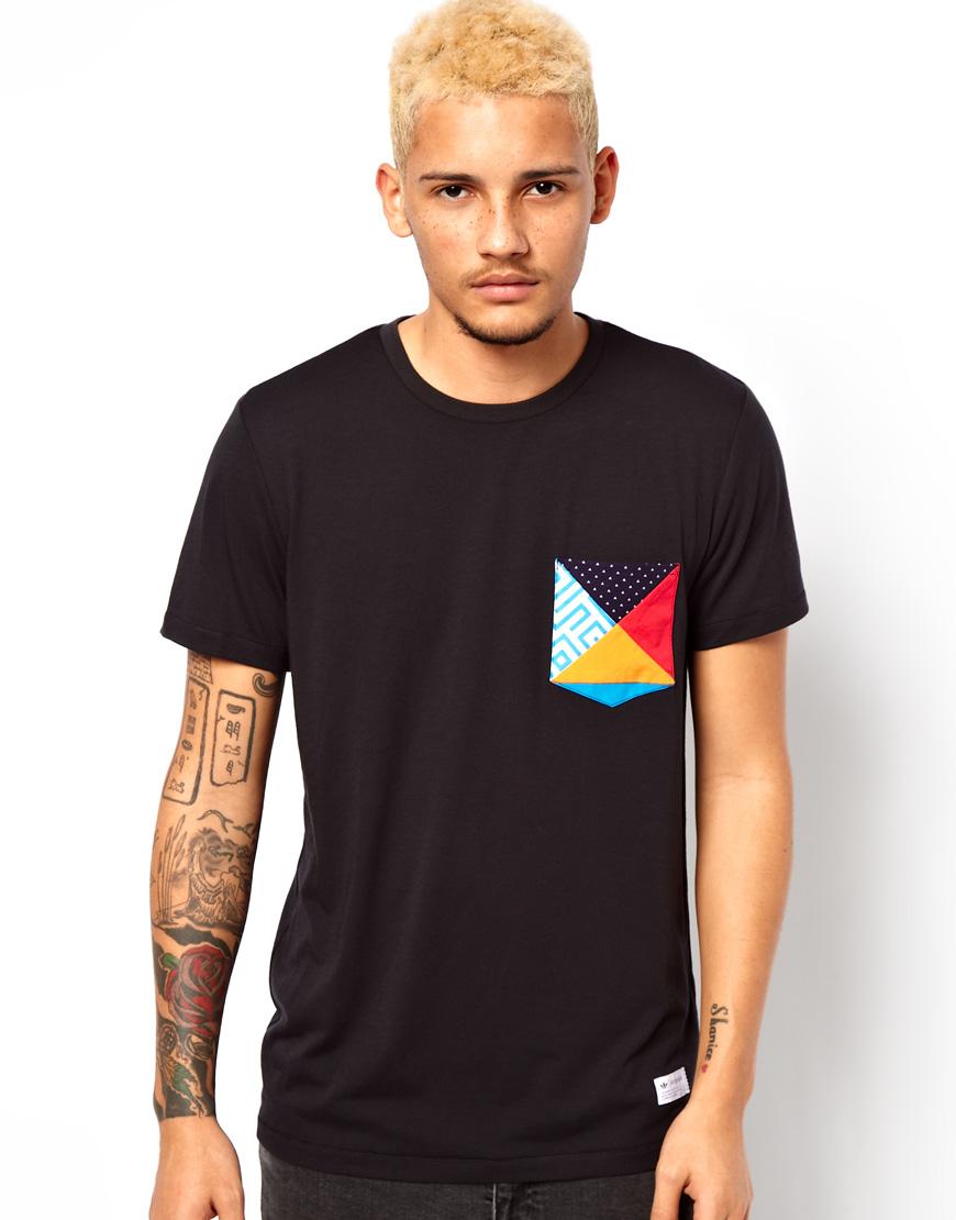 Foto Camiseta con bolsillo de patchwork de Adidas Originals Negro