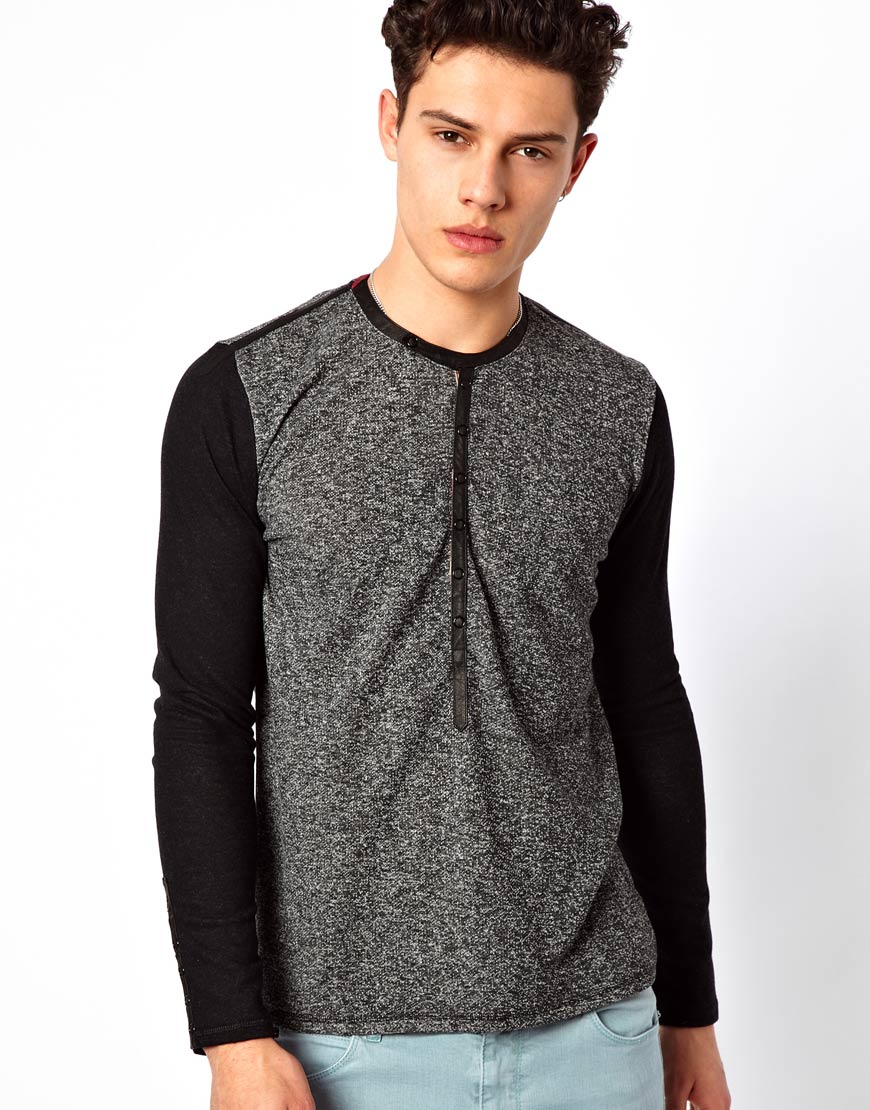Foto Camiseta con cuello henley Traffic de Elvis Jesus Gris