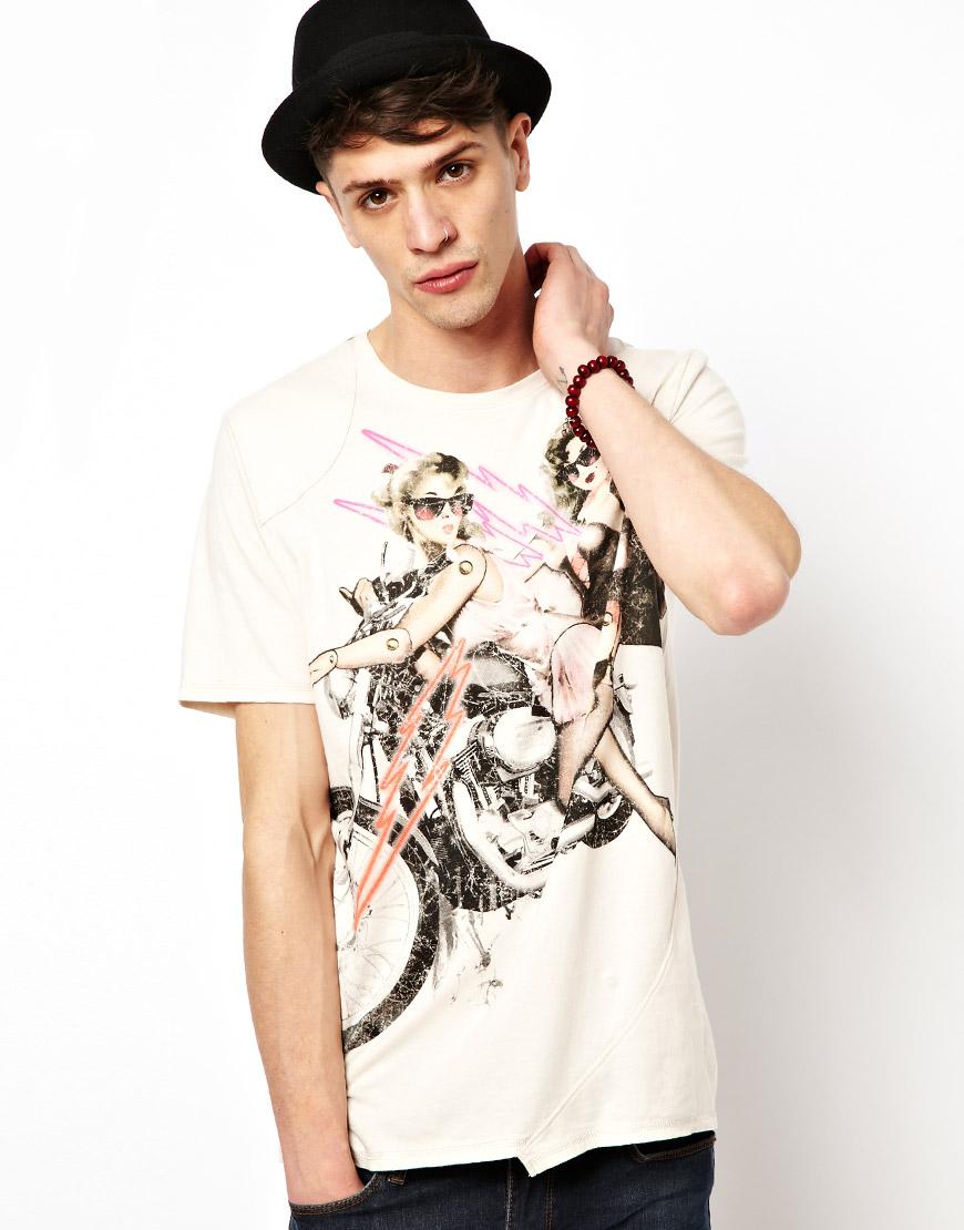 Foto Camiseta con estampado de motocicleta de Elvis Jesus Rosa