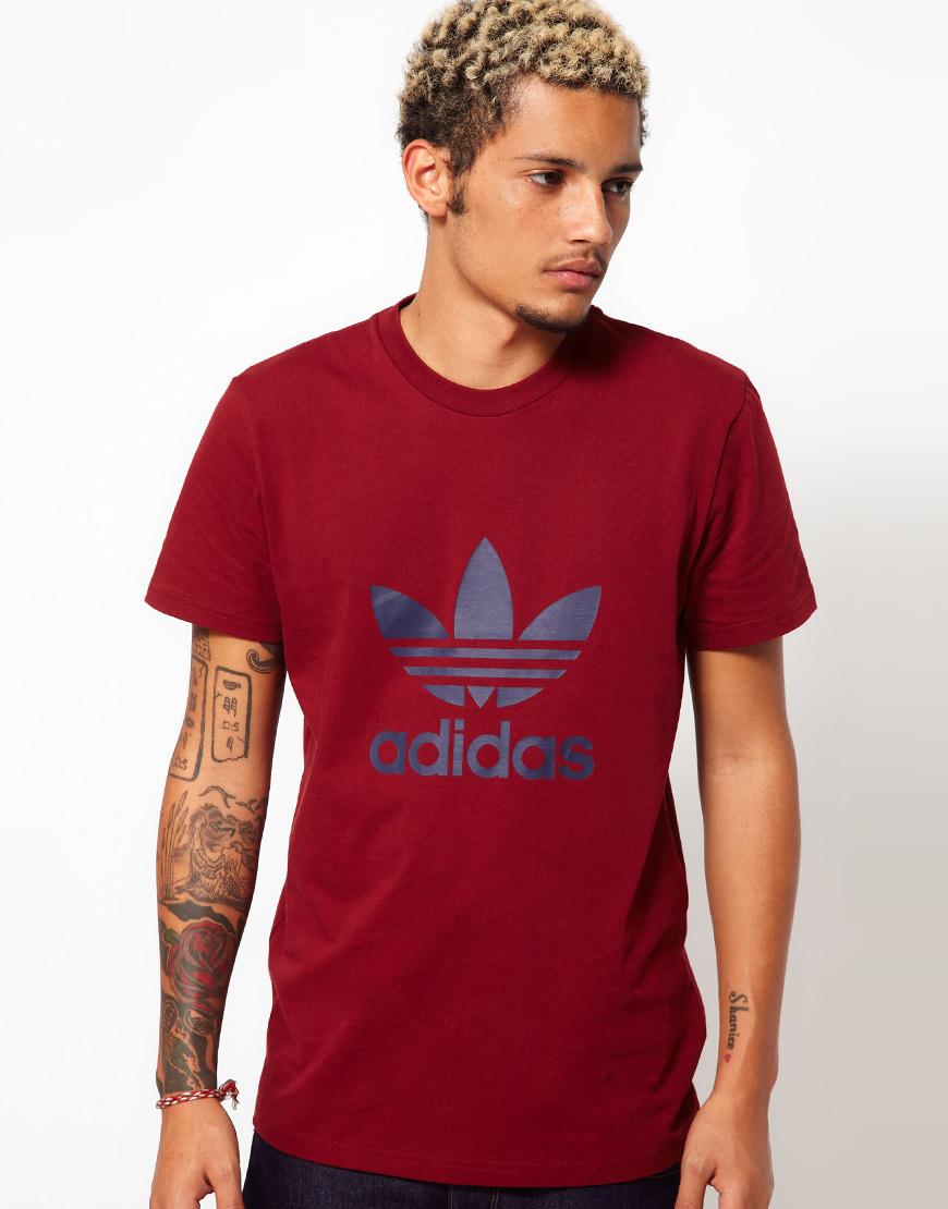Foto Camiseta con logo de trébol de Adidas Originals Rojo