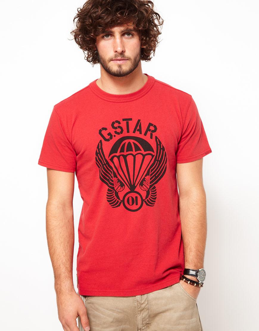 Foto Camiseta con logo y paracaídas de G-Star Rojo