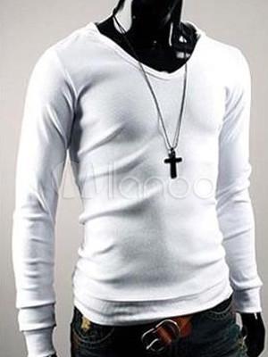 Foto Camiseta de los hombres de mezcla del algodón con capucha blanca