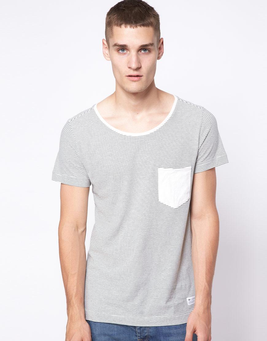 Foto Camiseta de rayas finas de Adidas Originals Blanco