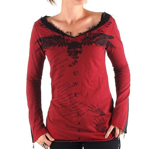 Foto Camiseta emo punk rojo negro