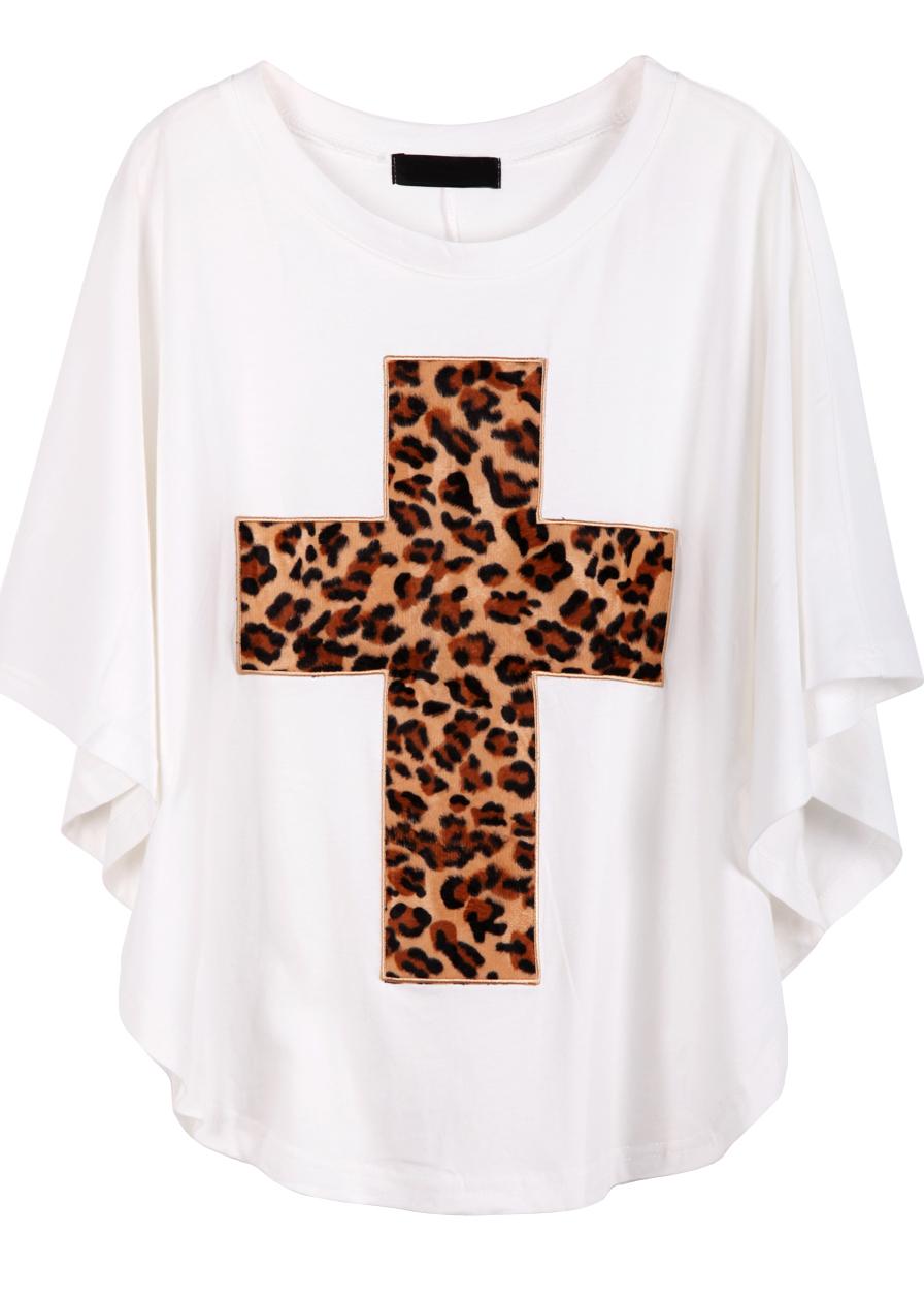 Foto Camiseta estampada Cruz leoparda-Blanco