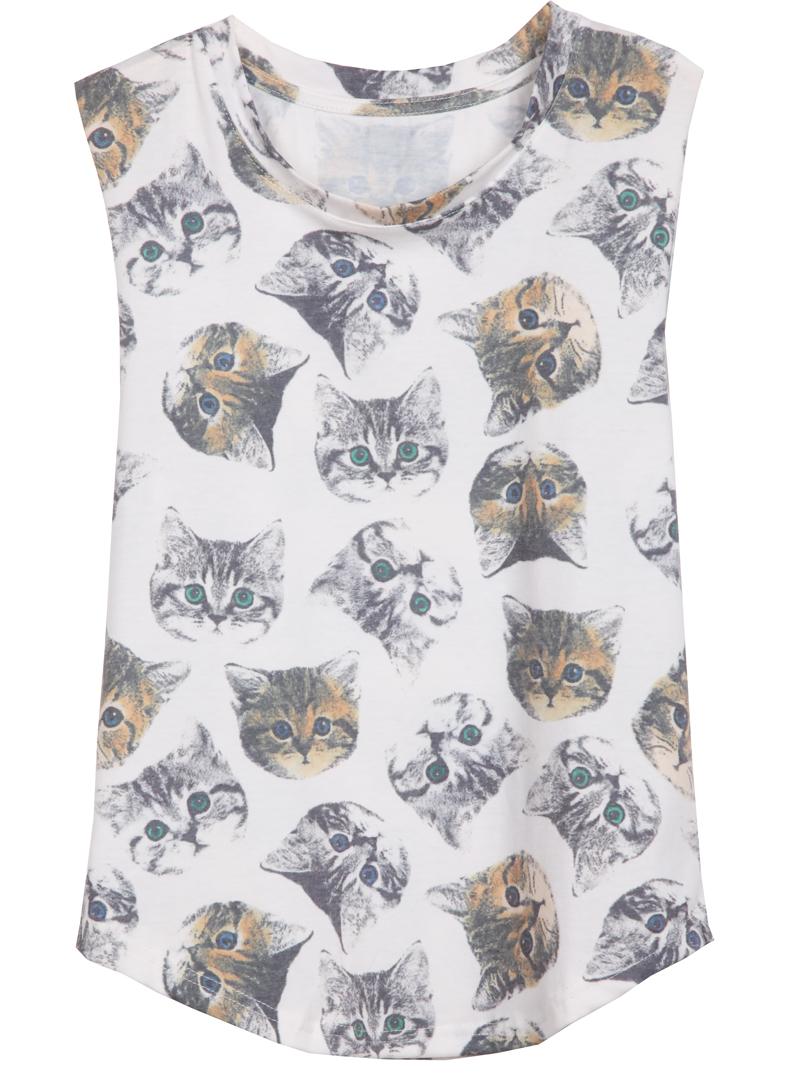 Foto Camiseta estampada gatos-Blanco