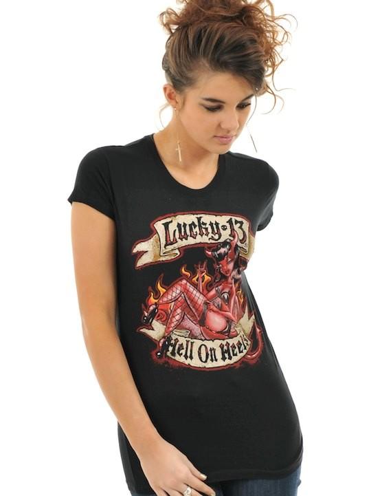 Foto Camiseta Mujer Lucky 13 Hell On Wheels Negro