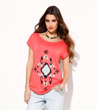 Foto Camiseta mujer manga corta estampada