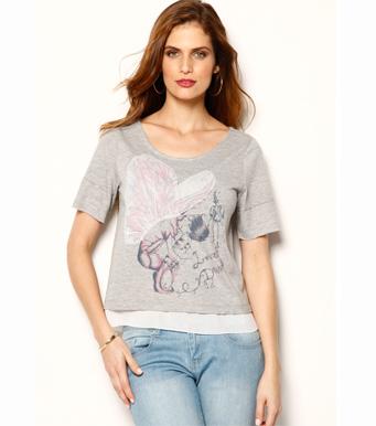 Foto Camiseta mujer manga corta estampada