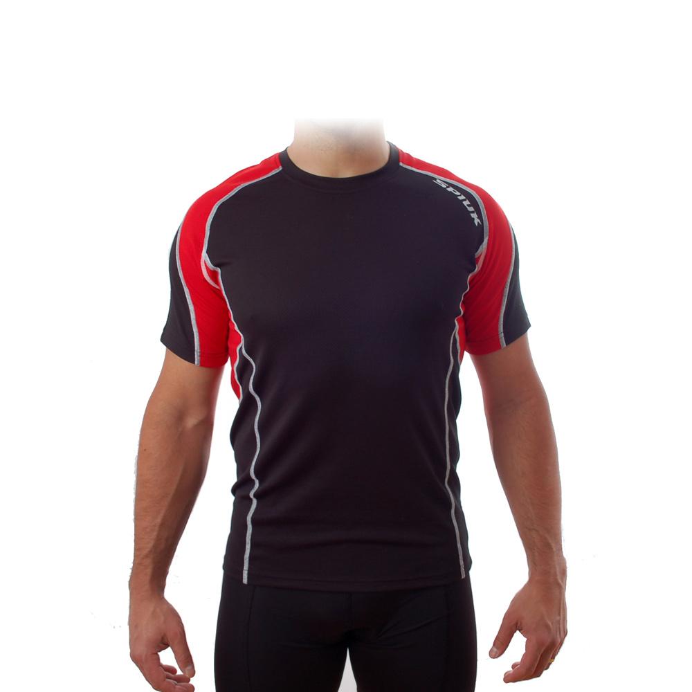 Foto Camiseta Spiuk Fitness Jersey con mangas color negro-rojo para hombre