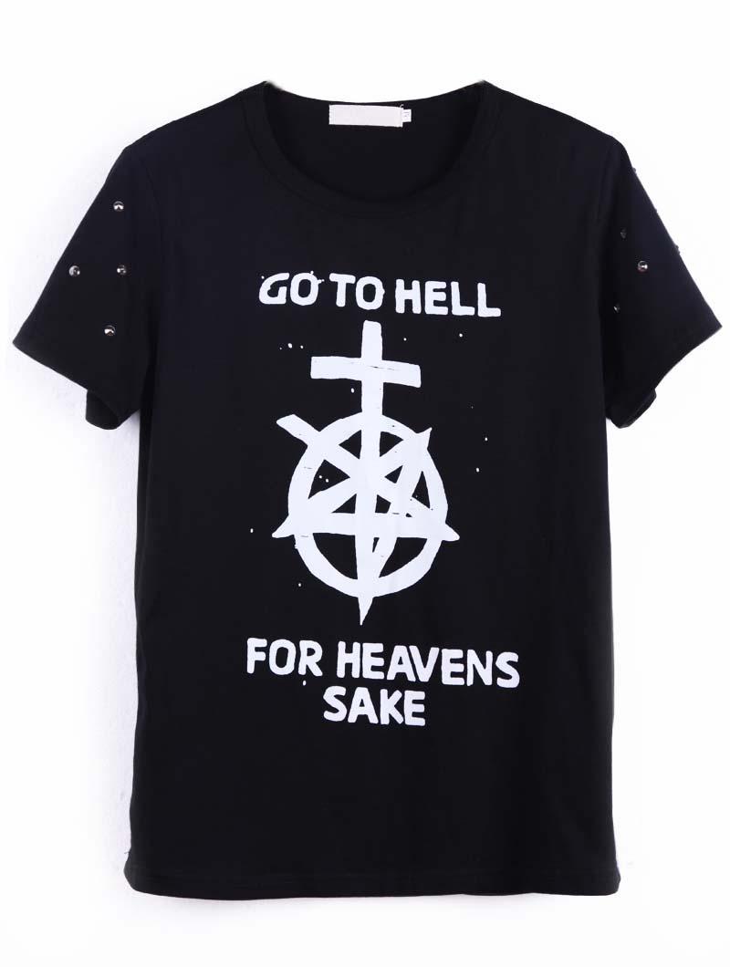 Foto Camiseta tachuelas mangas-Negro