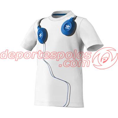 Foto Camiseta/ADIDAS:J GRAPHIC TEE 176 BLANCO/AZULCIEN
