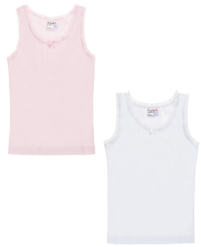 Foto Camisetas de tirantes anchos, en blanco y rosa x2