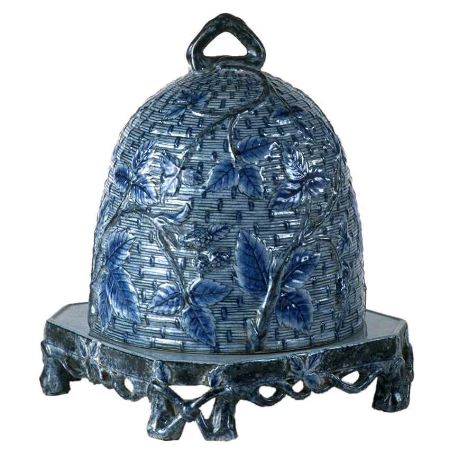 Foto Campana relieve sobre base 35cm -Azul en Porcelana Adèle Carey
