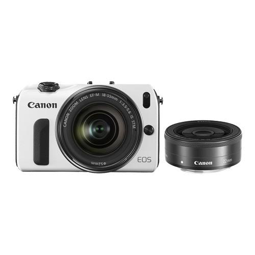 Foto Canon EOS M con 18-55mm y 22 mm doble lente Kit (blanco)