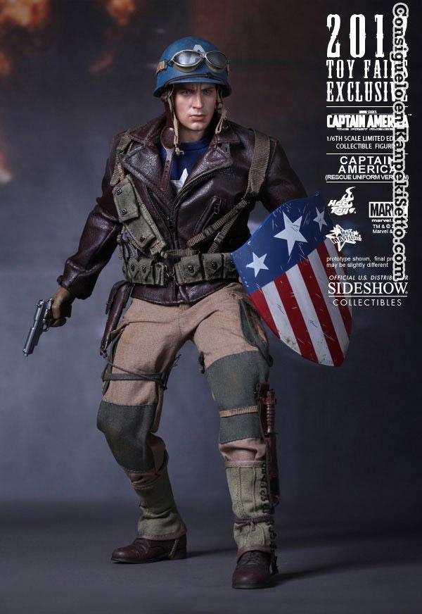 Foto Captain America Movie Masterpiece Figura 1/6 Rescue Version Sdcc 2012 Sideshow Exclusive 30 Cm
