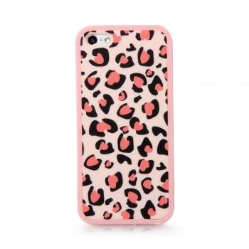 Foto Carcasa Funda Móvil Plástico Duro Color Rosa Para Iphone 5 Leopardo