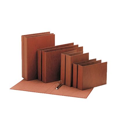 Foto Carpeta de anillas cartón cuero folio marrón Unisystem