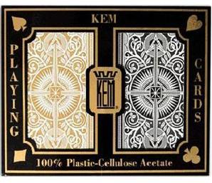 Foto Cartas Kem Negro/Oro, 100% Plástico Poker Jumbo (Double...