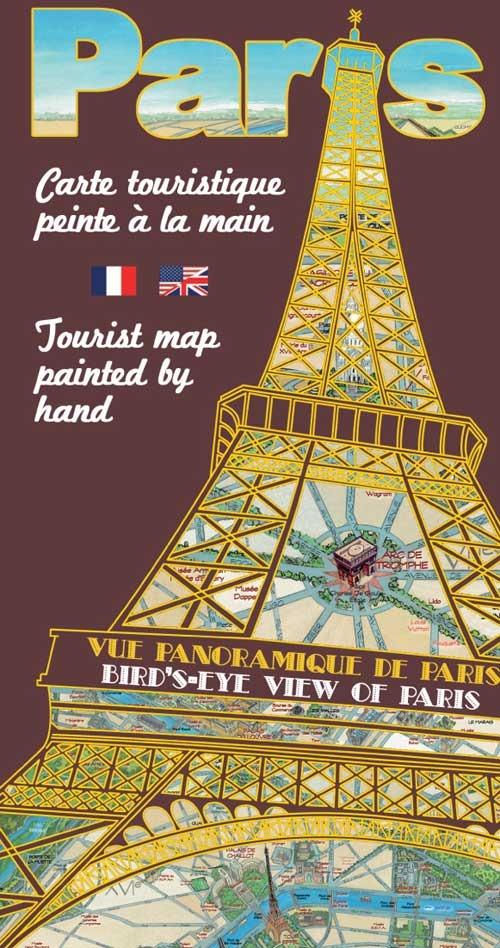 Foto Carte touristique de Paris peinte à la main