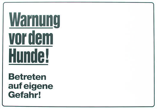 Foto Cartel Aviso Warnung vor dem Hunde