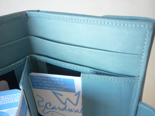 Foto Cartera monedero billetero Piel Lisa azul turquesa