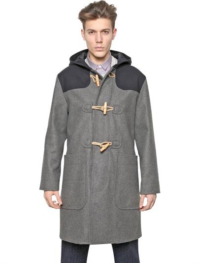 Foto carven abrigo duffle oversize con capucha de lana y sarga