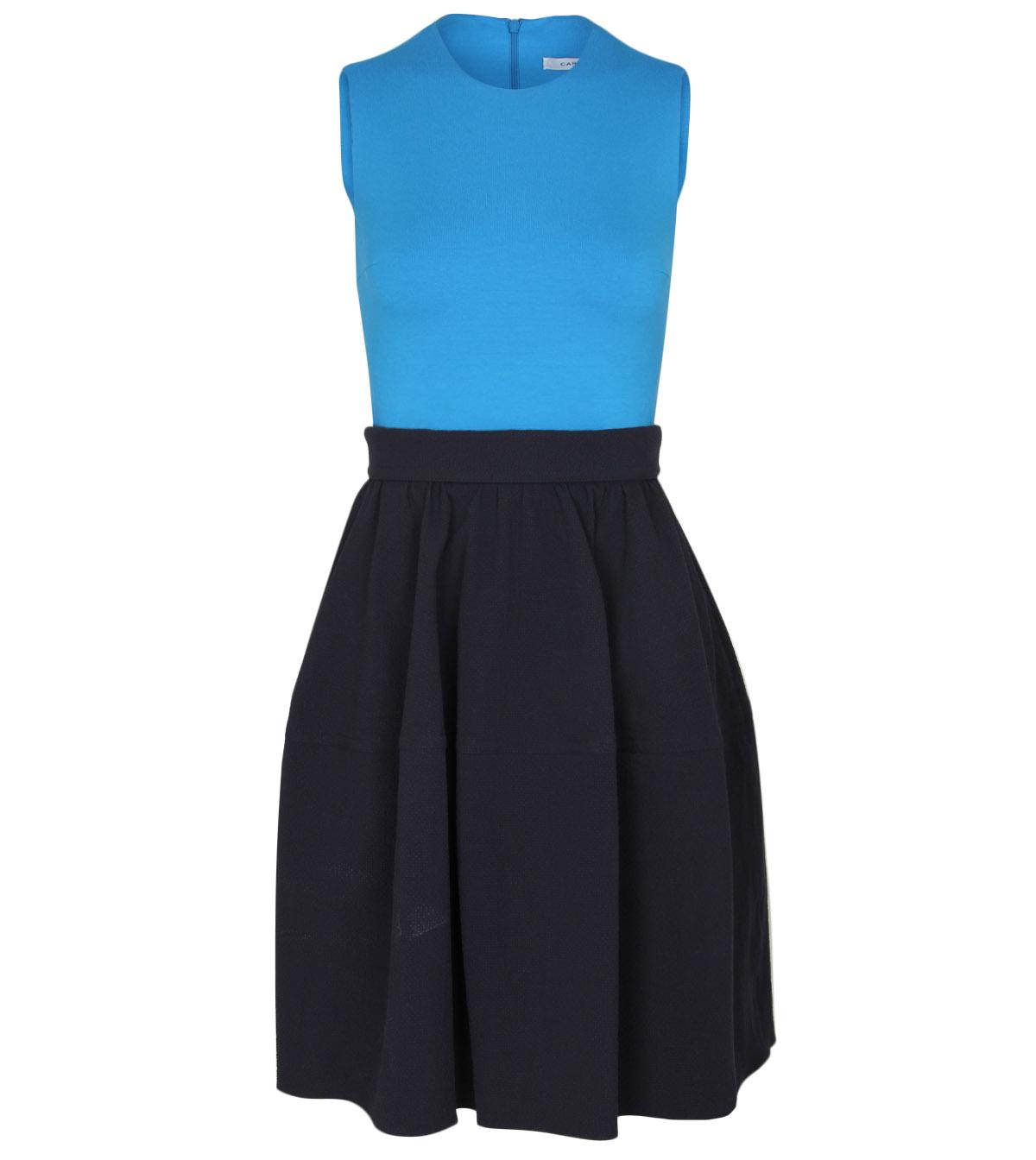 Foto Carven Blue/Navy Two-tone Jersey And Seersucker Dress-UK 8