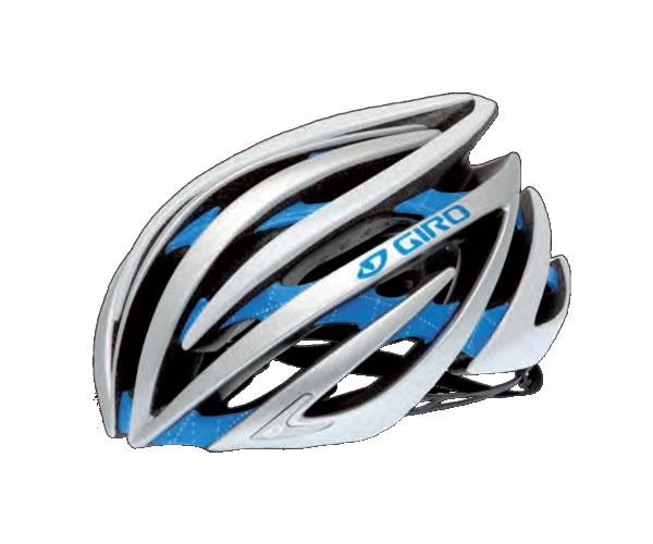 Foto Casco Giro AEON Plata/Azul Garmin 2012