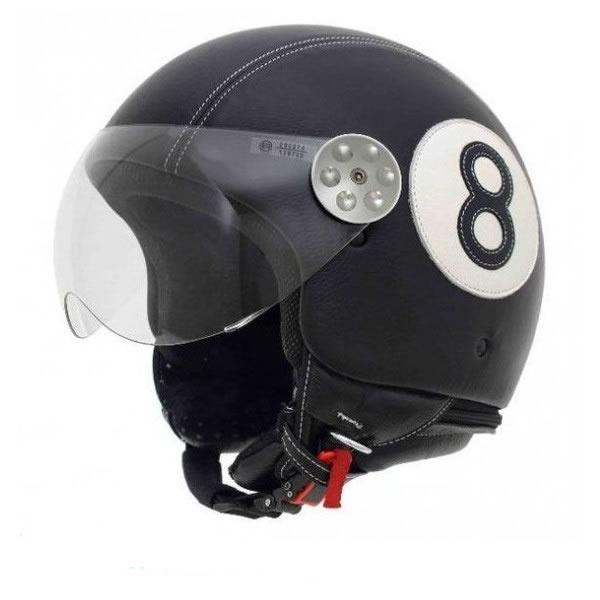 Foto Casco Jet MT Retro Leather Negro Bola 8
