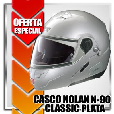 Foto Casco Modular Abatible Nolan N-90 Classic Plata Moto