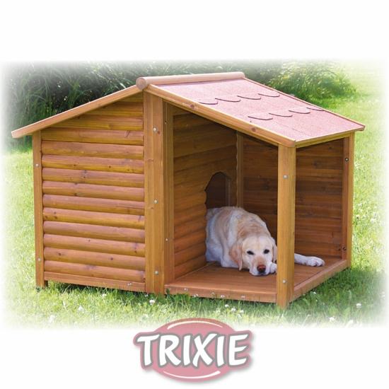 Foto Caseta perro madera Natura con porche pequena