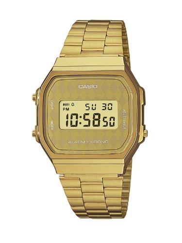 Foto CASIO Collection A168WG-9BWEF - Reloj de caballero de cuarzo, correa de acero inoxidable color oro (con alarma, cronómetro, luz)