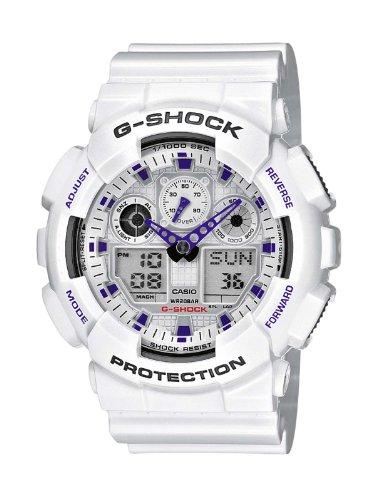 Foto CASIO G-Shock GA-100A-7AER - Reloj de caballero de cuarzo, correa de resina color blanco (con alarma, cronómetro, luz)