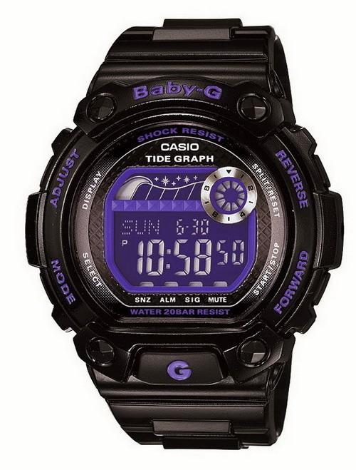 Foto Casio Womens Baby-G G-Lide Digital Resin Watch - Black Rubber Strap - Purple Dial - BLX100-1B