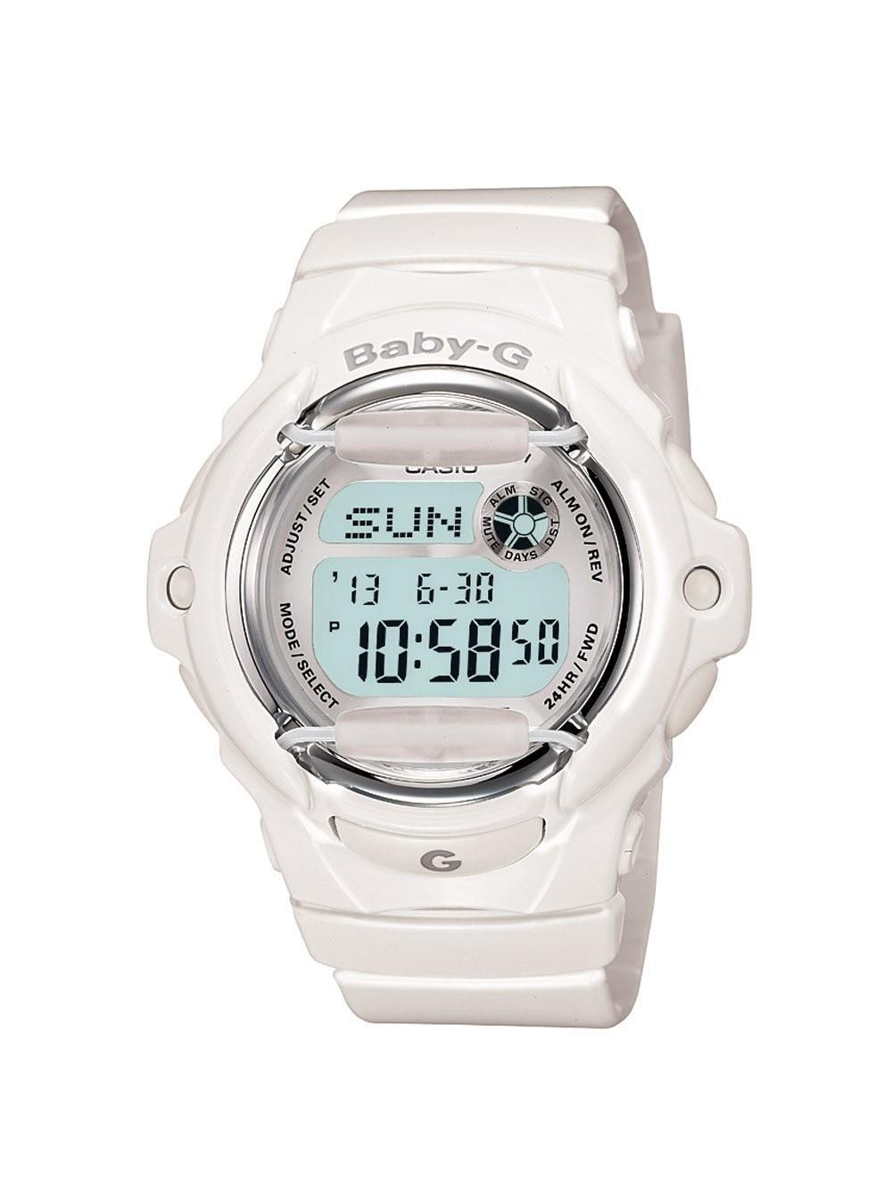 Foto Casio Womens Baby-G White Wale Digital Plastic Watch - White Rubber Strap - Silver Dial - BG169R-7A